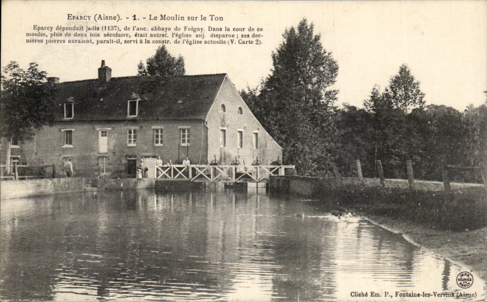Eparcy (Aisne) — Le Moulin sur le Ton — Cliché Em. P., Fontaine-les-Vervins (Aisne)