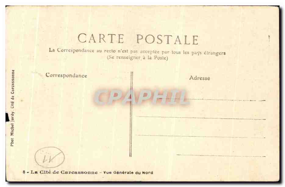 CPA Cite de Carcassonne Logis de I'Inquisition — Rückseite