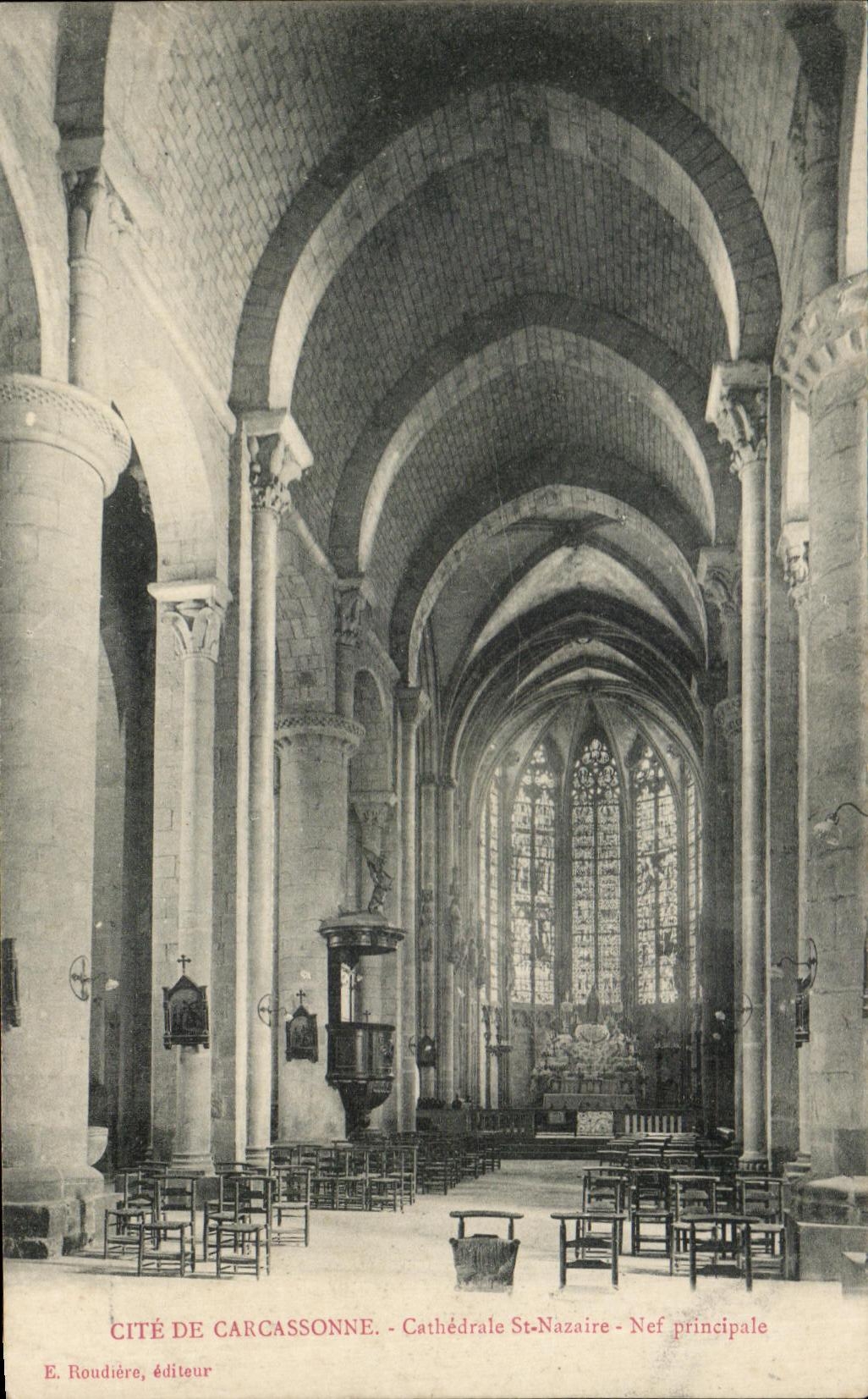 CPA Cite De Carcassonne Cathedrale St Nazaire Nef principale