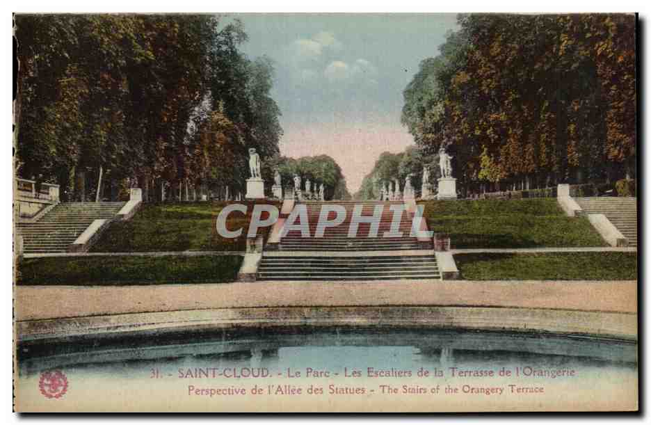 CPA Saint Cloud Le Parc Les Escaliers de la Terrasse de L'Orangerie