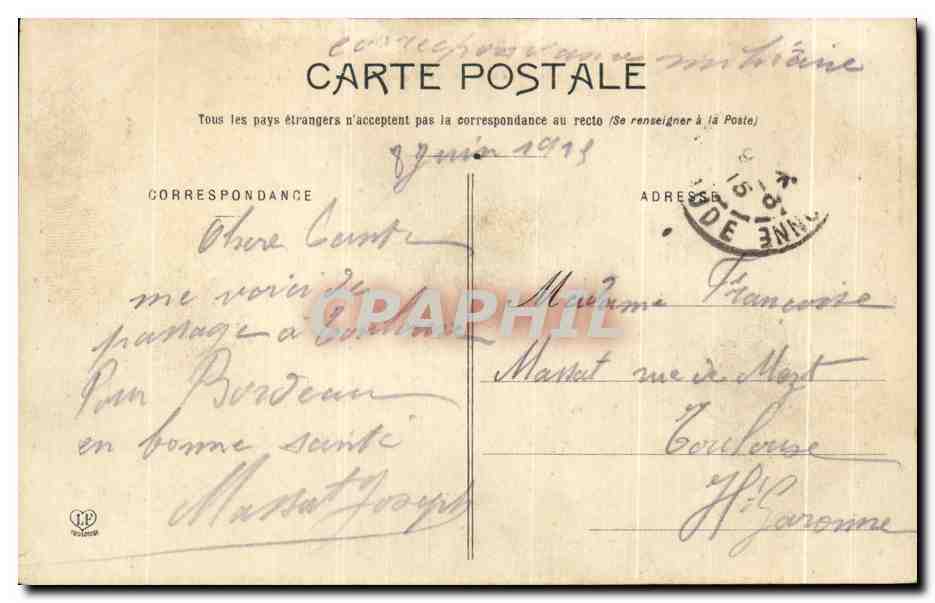 CPA Carcassonne Cite De Derenne — Verso