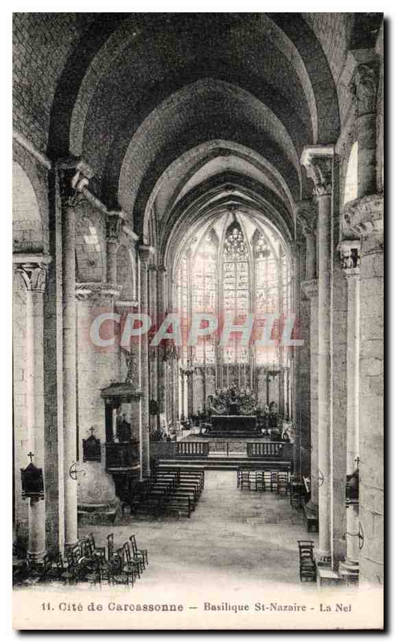 CPA Carcassonne Basilique St Nazaire La Nef