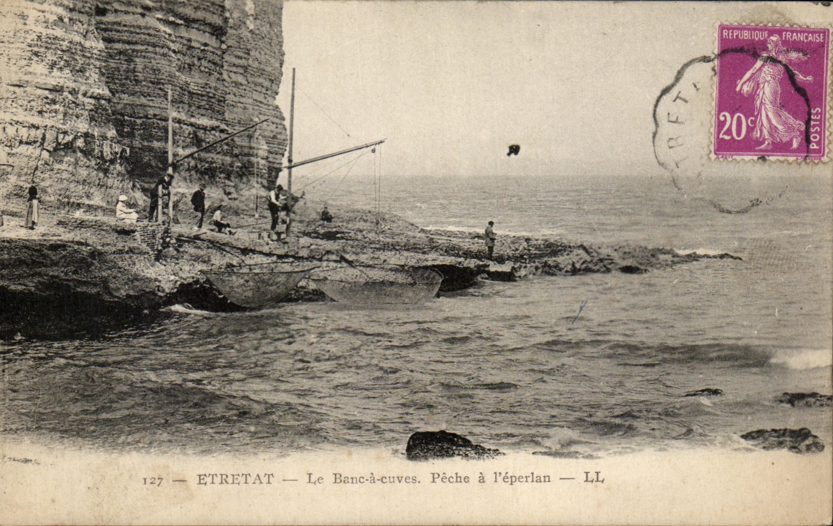 CPA Etretat Le Bane Cuves Peche a l'eperlan