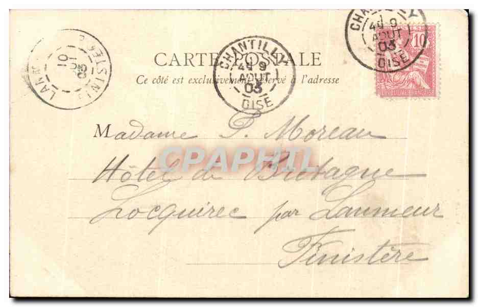 Château de Chantilly — Côté sud-ouest — B. F., Paris — Verso