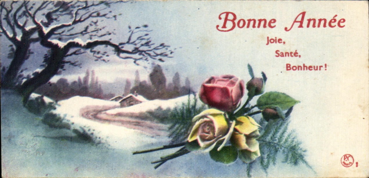 CPA Fantaisie Bonne Annee Joie Sante Bonheur
