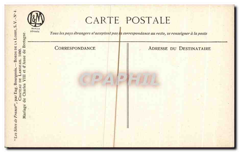 CPA Bourgeois Bords De La Loire Chateau De Langeais — Rückseite
