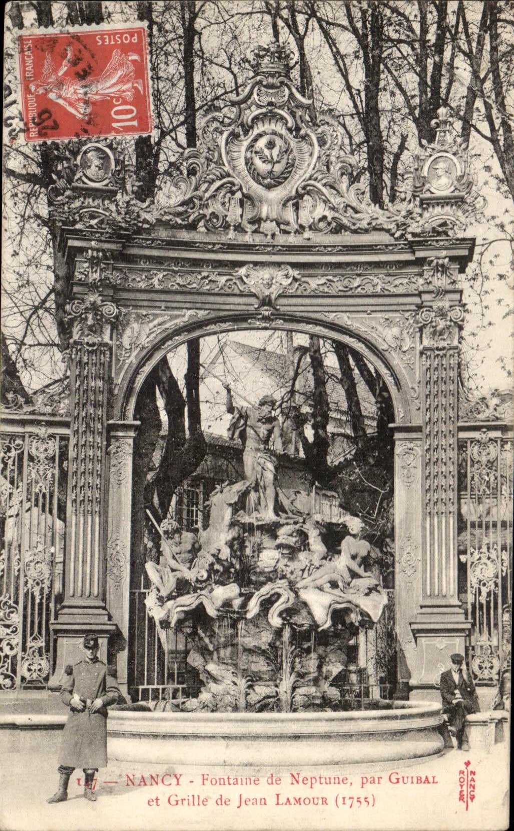 CPA Nancy Fontaine de Neptune par Guinal et Grille de Jeau Lamour