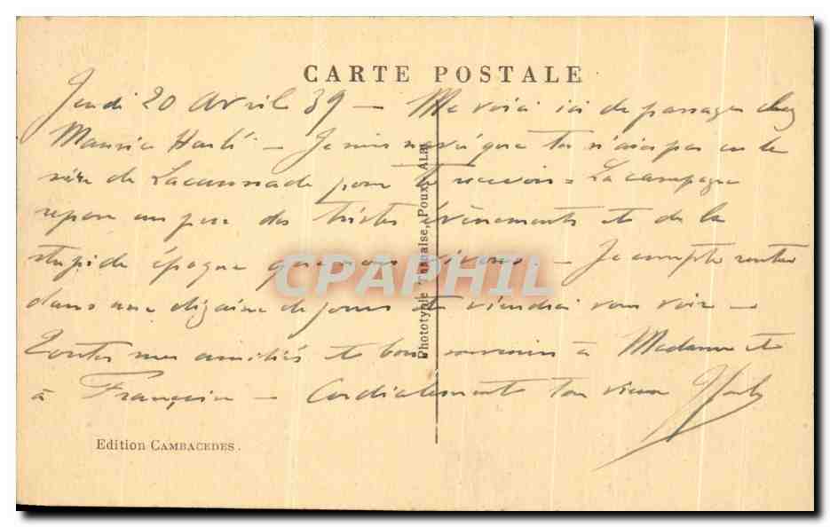 CPA Tonneins Chateau de Roquepiquet  — Back