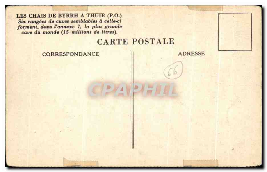 CPA Les Chais De Byrrh A Thuir Un aspect de la plius grande cave du monde en sutailles de  — Rückseite