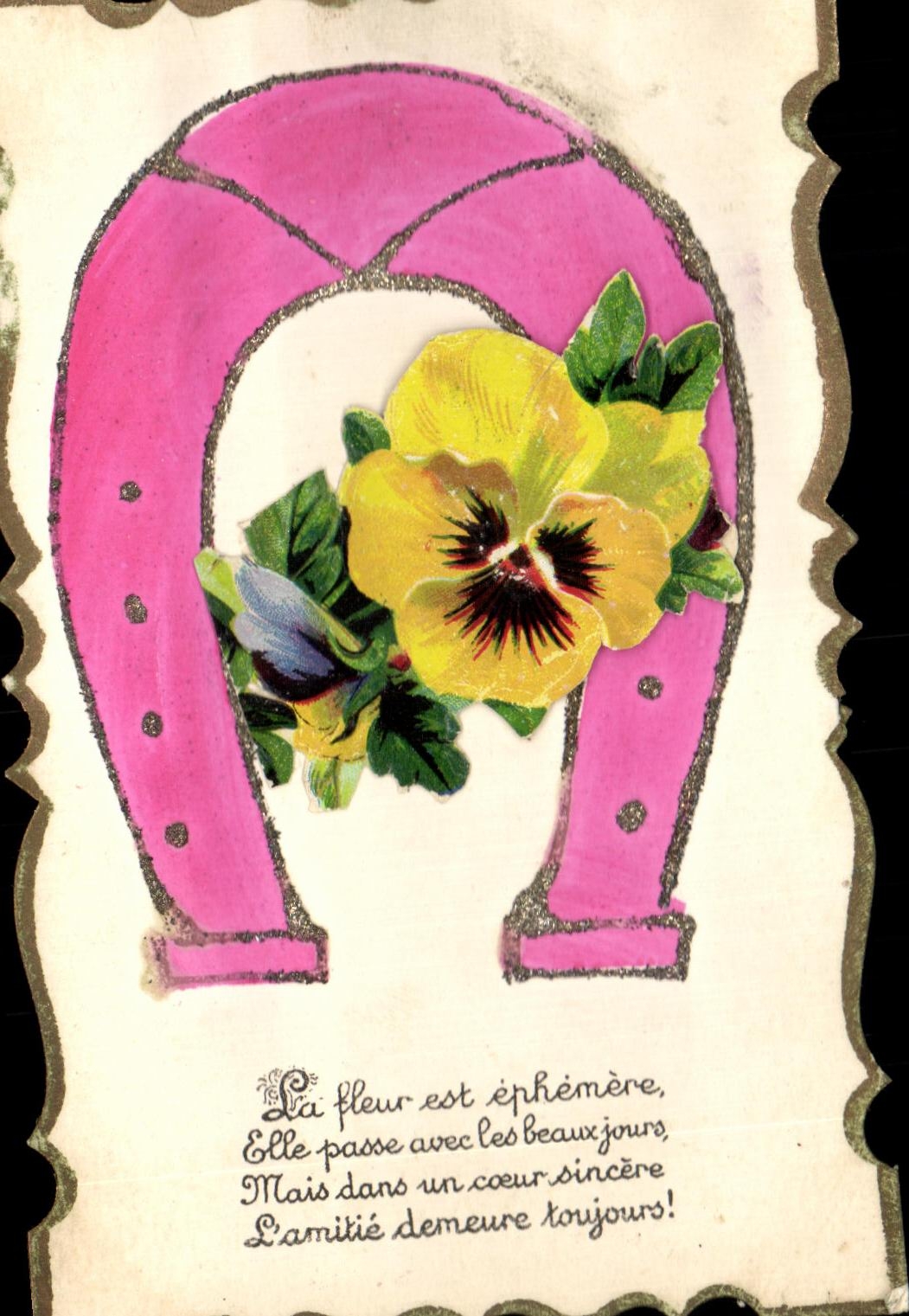 CPA La Pleur est ephemere Elle Passe avec les Beaux jours Mains dans un coeur sincere L'amitie Demeure toujours Fer a ch