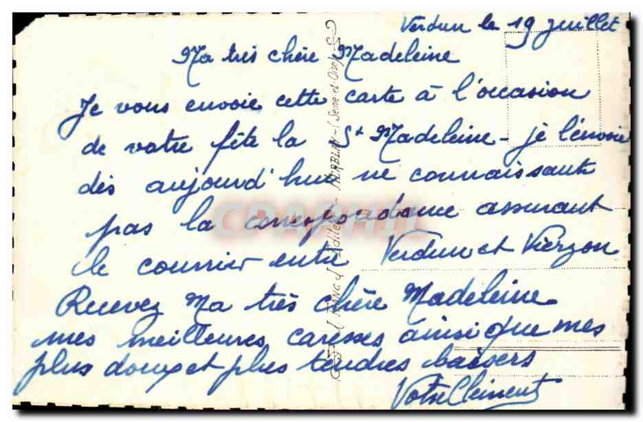 CPA Ste Madeleine Le Peus Souhaiute une Bonne Fete Couple — Verso