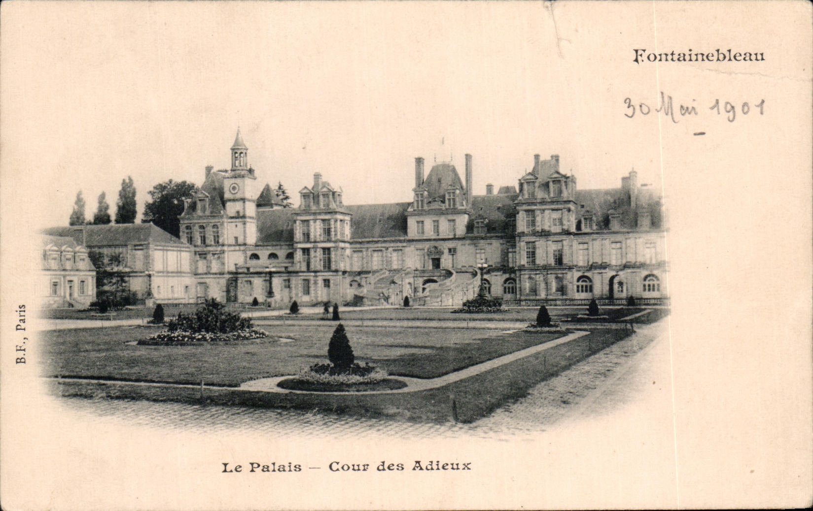 Antike Ansichtskarte Schloss Cour des Adieux Fontainebleau