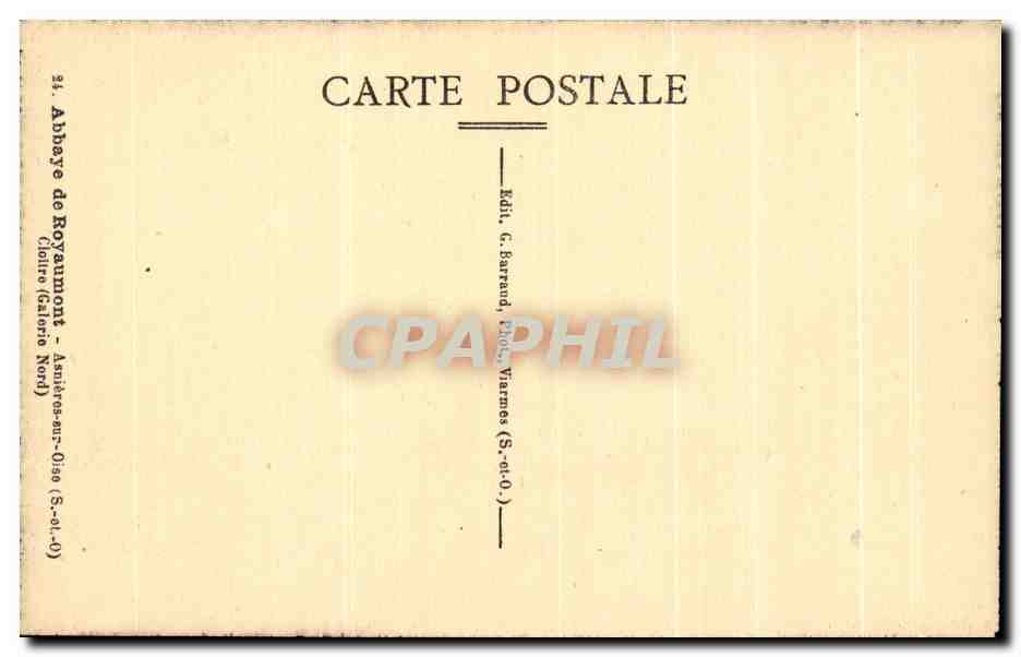 CPA Abbaye de Royaumont Asniere sur Oise Cloitre — Rückseite