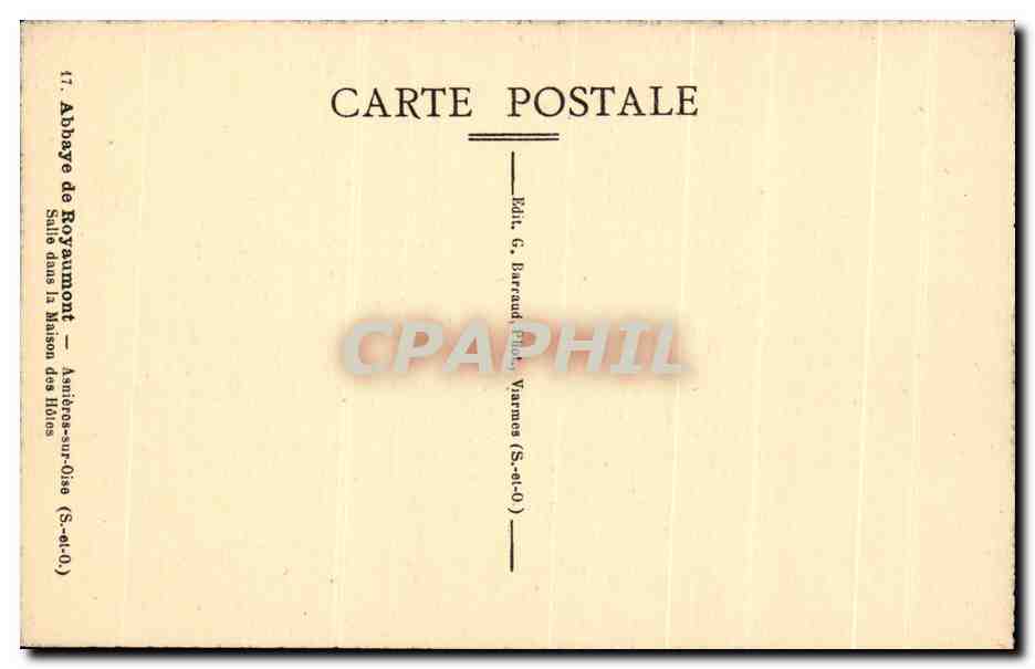 CPA Abbaye de Royaumont Asnieres sur Oise Salie dans la Maison des Hotes — Back