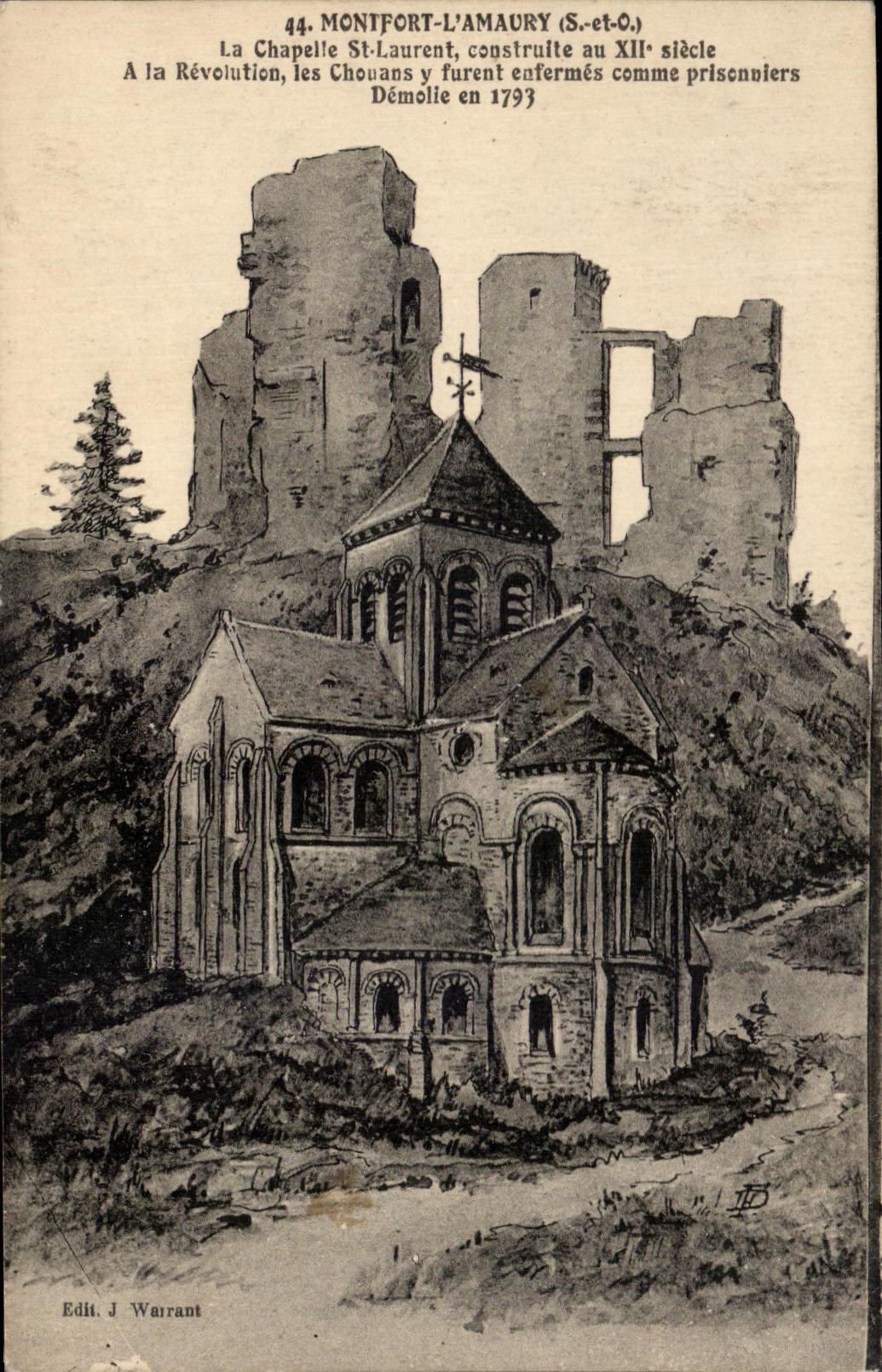 Montfort-l'Amaury — Chiesa di San Lorenzo, rovine e storia — Edit. J Warrant, n°44