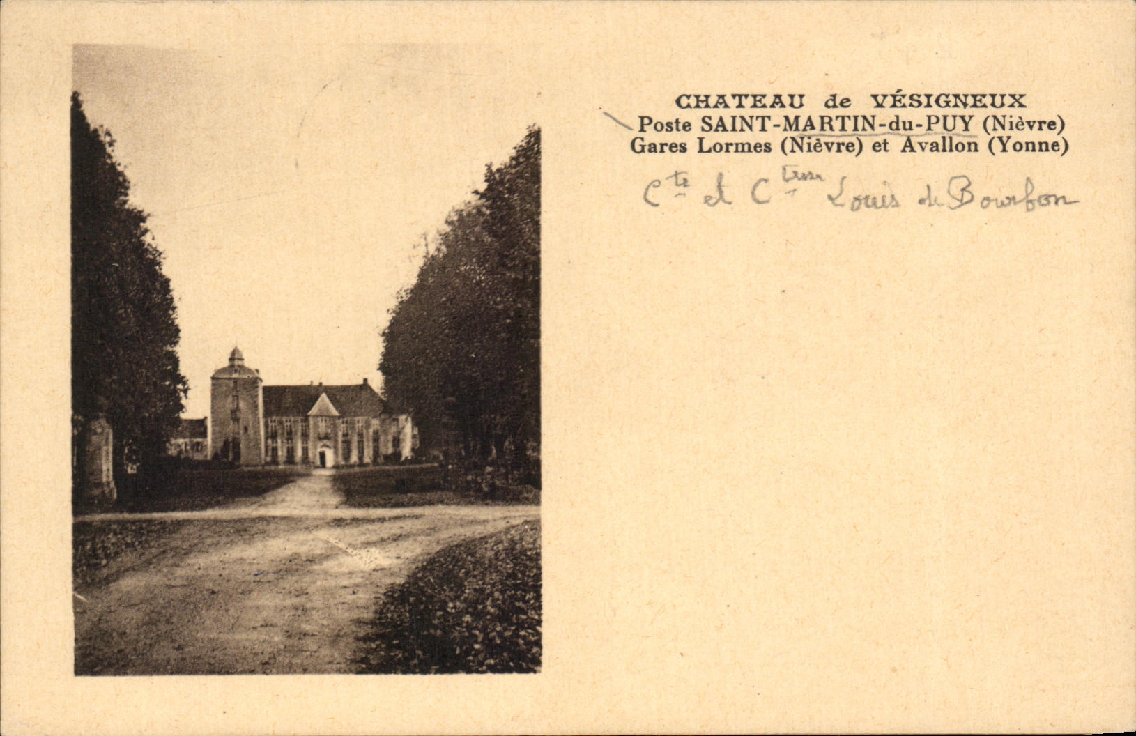 CPA Chateau De Vesigneux Poste Saint Martin Du Puy Gares Lormes et Avallon 