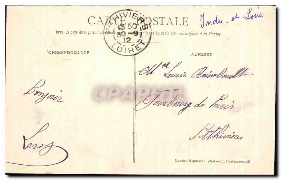 CPA Chateaurenault Avenue de la Gare — Rückseite