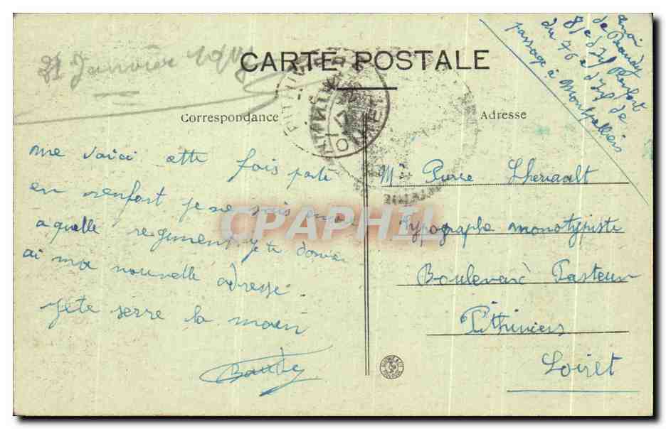 CPA Montpellier La Citadelle du 2eme Genie Militaria — Back