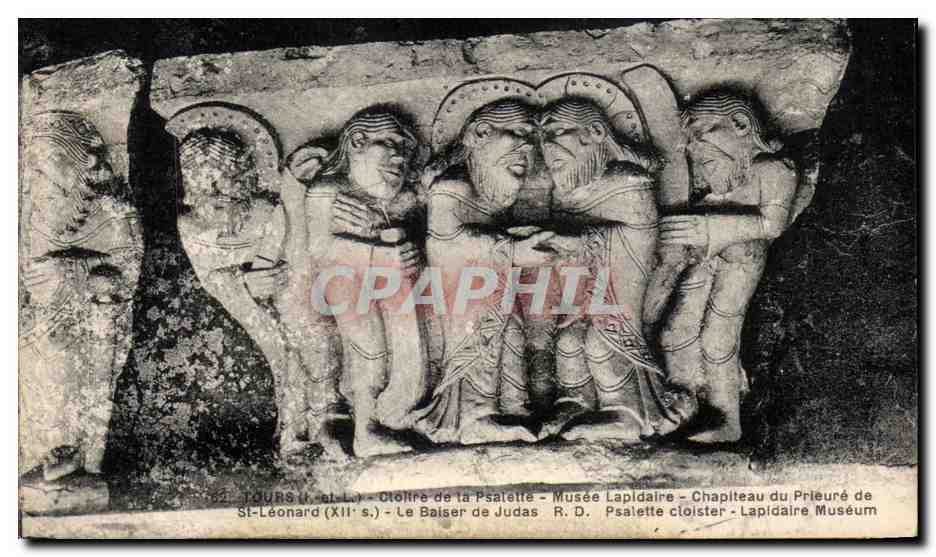CPA Tours Cloitre de la Psalette Musee Lapidaire Chapiteau du Prieure de St Leonard