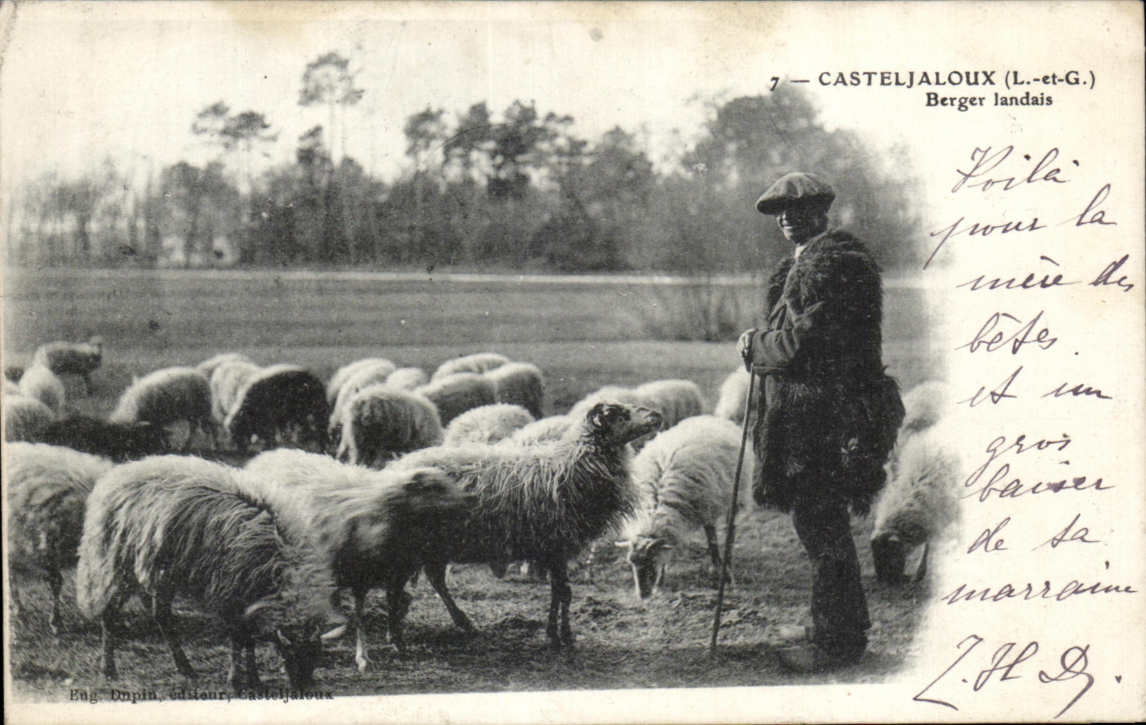 CPA Casteljaloux Berger Landais Moutons Sheep