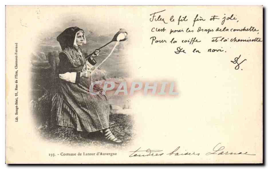 Costume de Latour d'Auvergne — 193 — Lib. Bouge-Béat, 21, Rue de l'Écu, Clermont-Ferrand