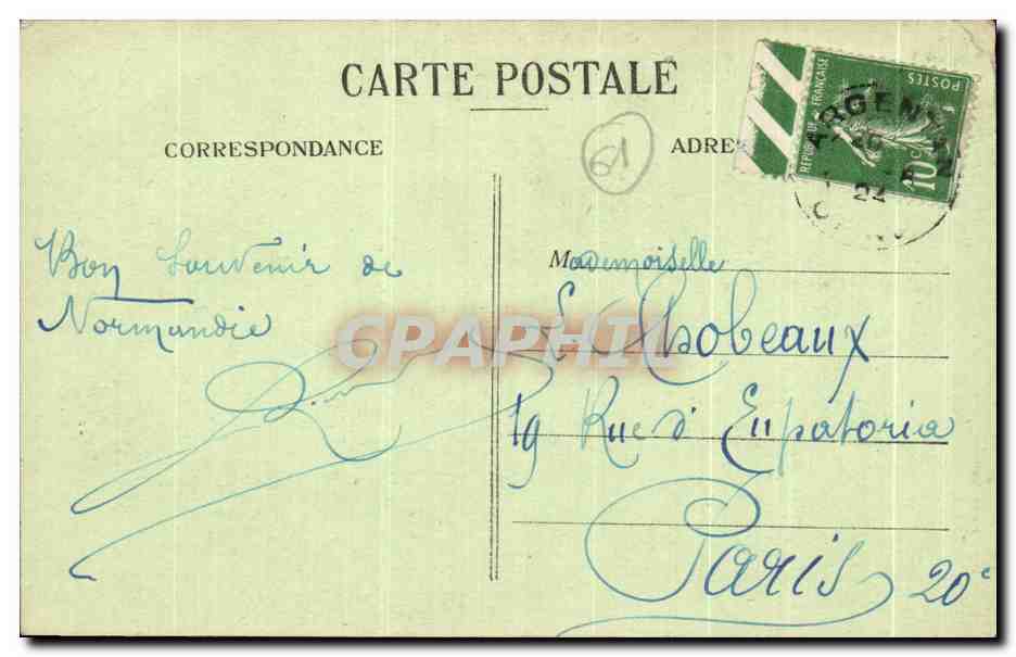 CPA Chateau de Carrouges Coin de mouchoir Point d'Argentan Ecole dentelliere dentelle — Rückseite