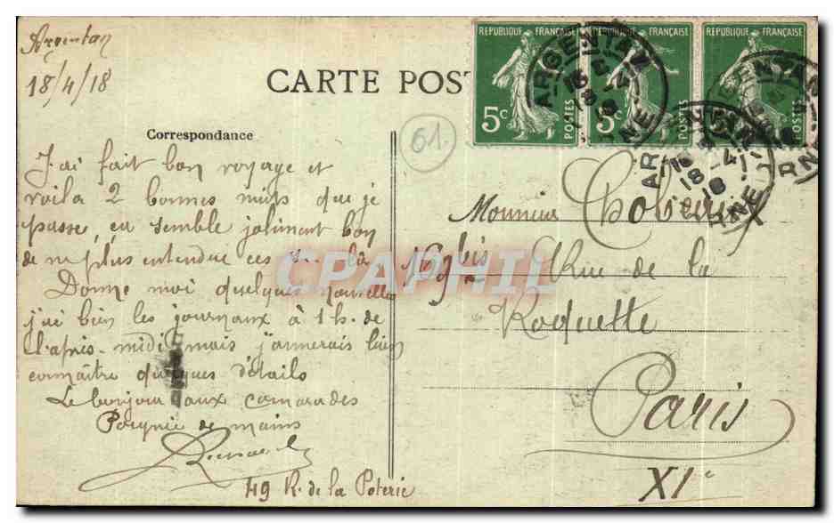 CPA Chateau de Carrouges Coin de mouchoir Point d'Argentan Ecole dentelliere dentelle — Rückseite