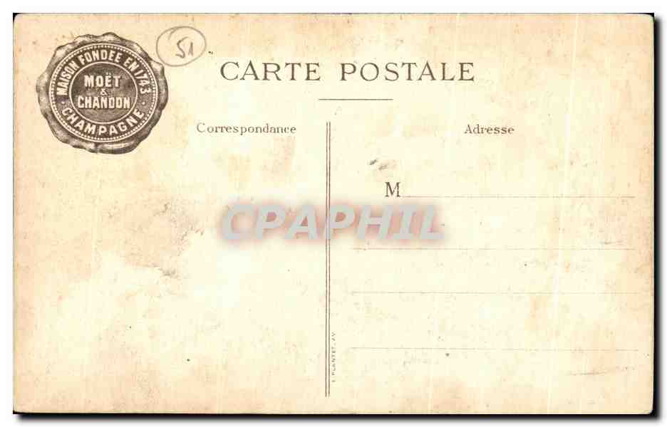 Dom Pérignon — Cellier de l'Abbaye d'Hautvillers — Tableau de la Maison Moët & Chandon — Achterkant