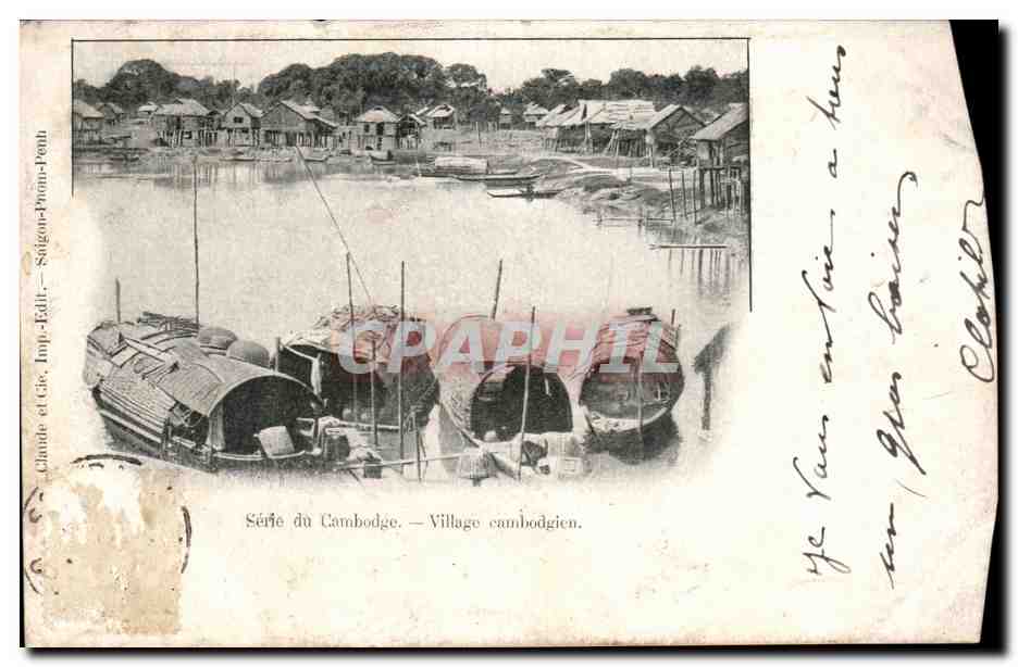 Village cambodgien — Série du Cambodge — Claude et Cie, Imp.-Édit., Saïgon