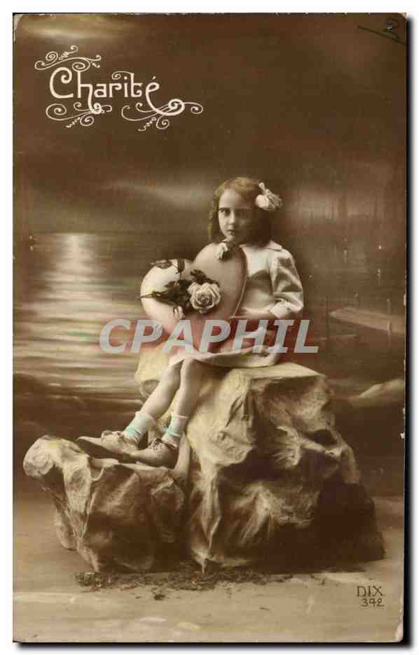 CPA Fantaisie Enfant Charite Coeur Heart 
