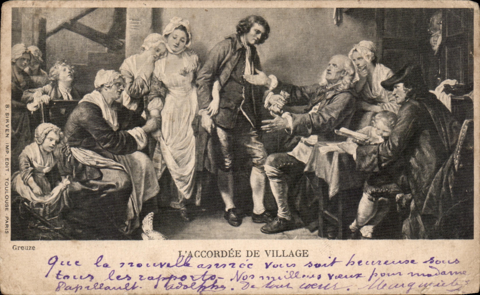 L'Accordée de Village — Greuze — B. Straven, Imp. Edt. Toulouse, Paris