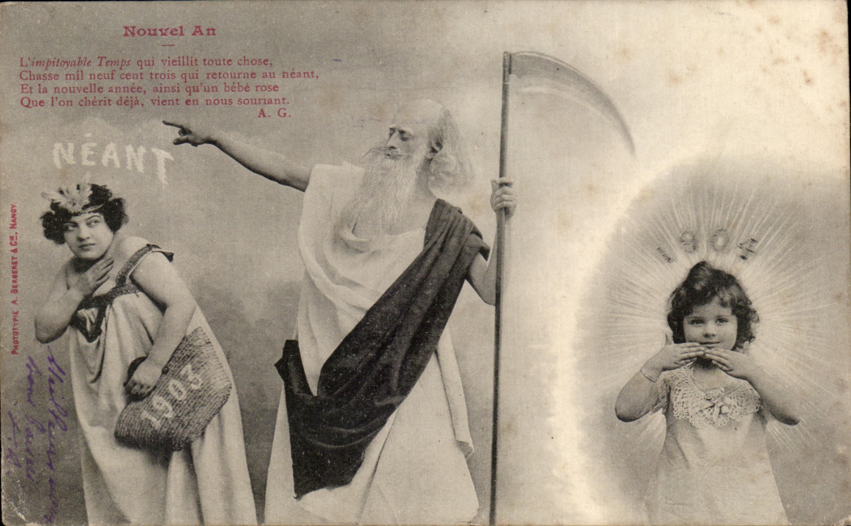 Nouvel An — Mort et Enfance — Phototype A. Brabant & Cie, Nancy