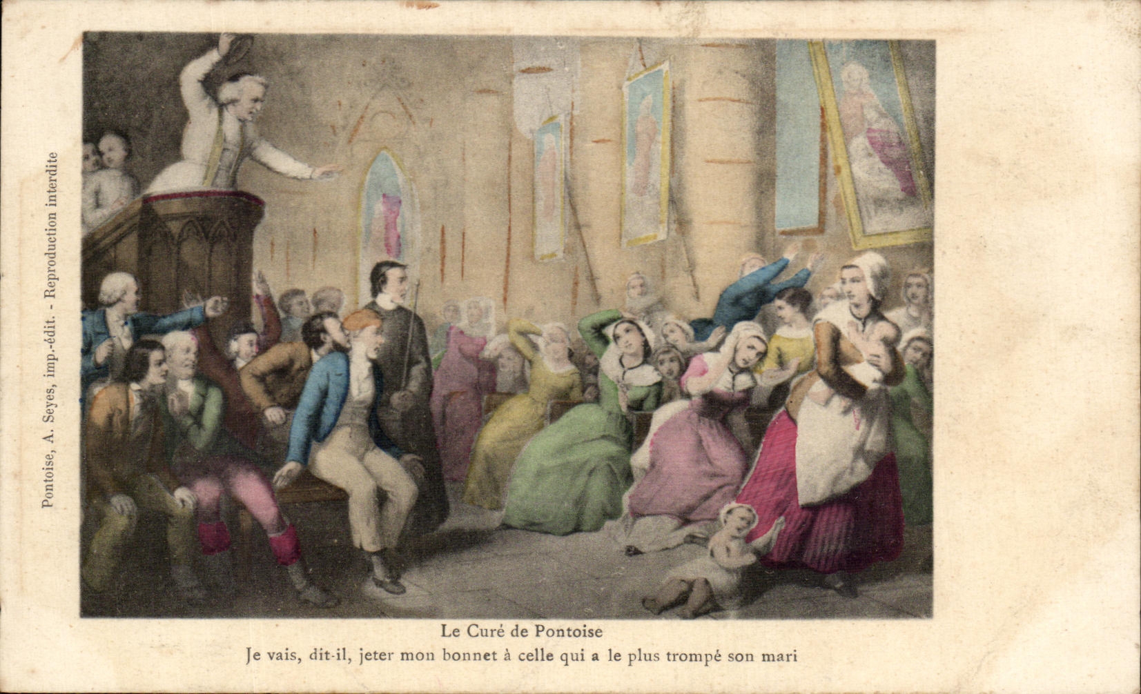 CPA Le Cure de Pontoise Je vais dit il jeter mon bonnet a celle qui a le plus