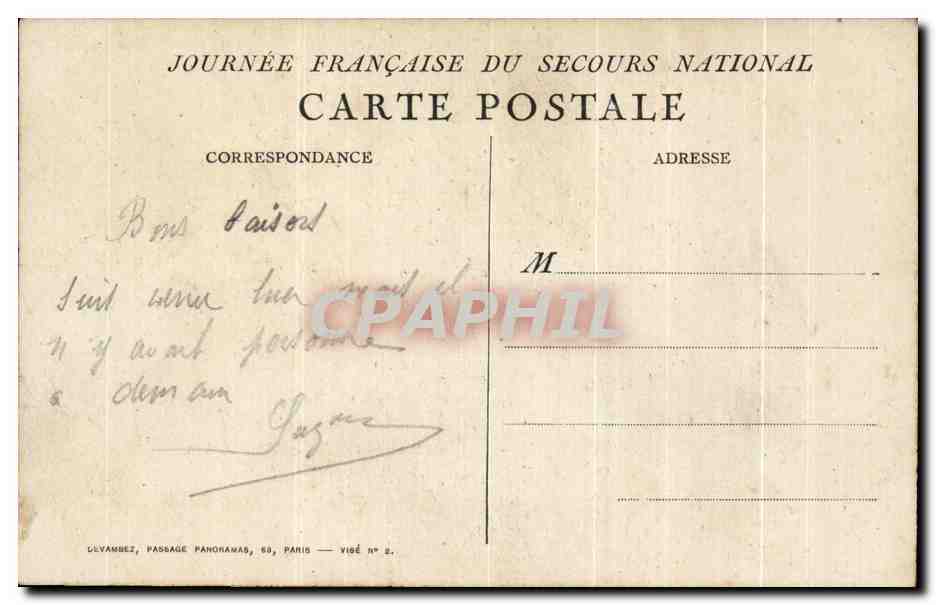 Scène de foule — Dessin de H. de Groux — Édition de la Journée Française du Secours National — Verso