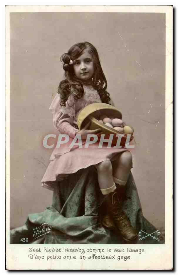 Fête de Pâques — petite fille avec panier d'œufs — Watery, n°436