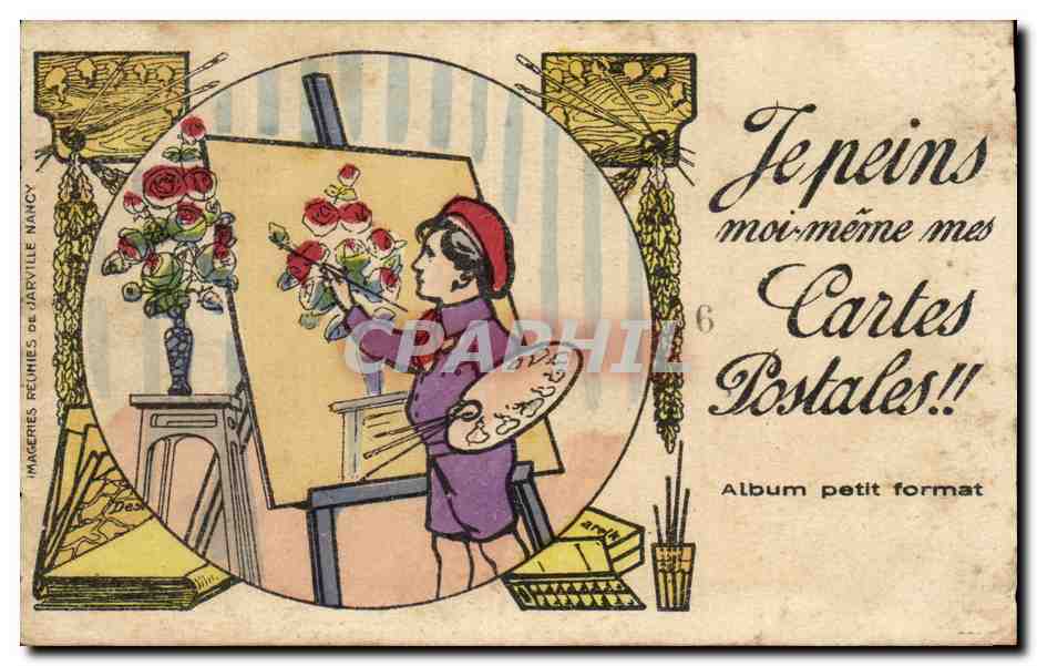 CPA Je peins moi meme mes cartes postales Enfant 