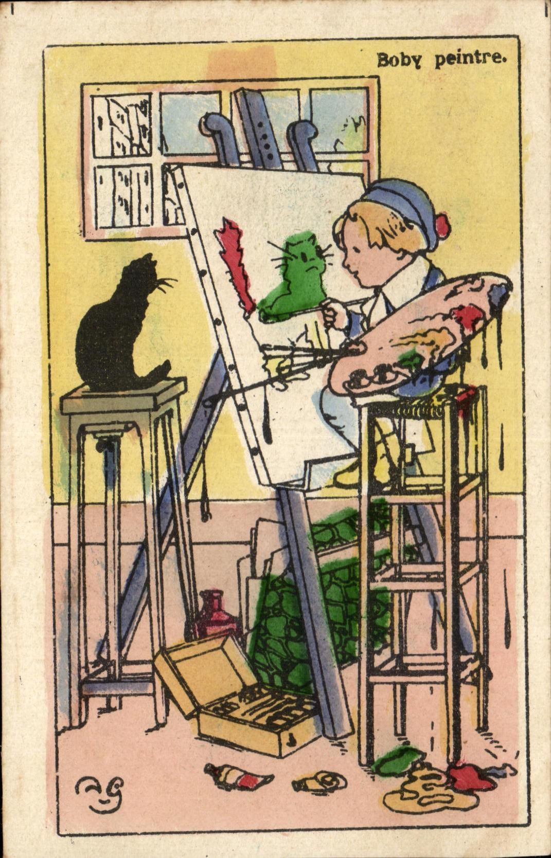 CPA Boby Peintre Chat 