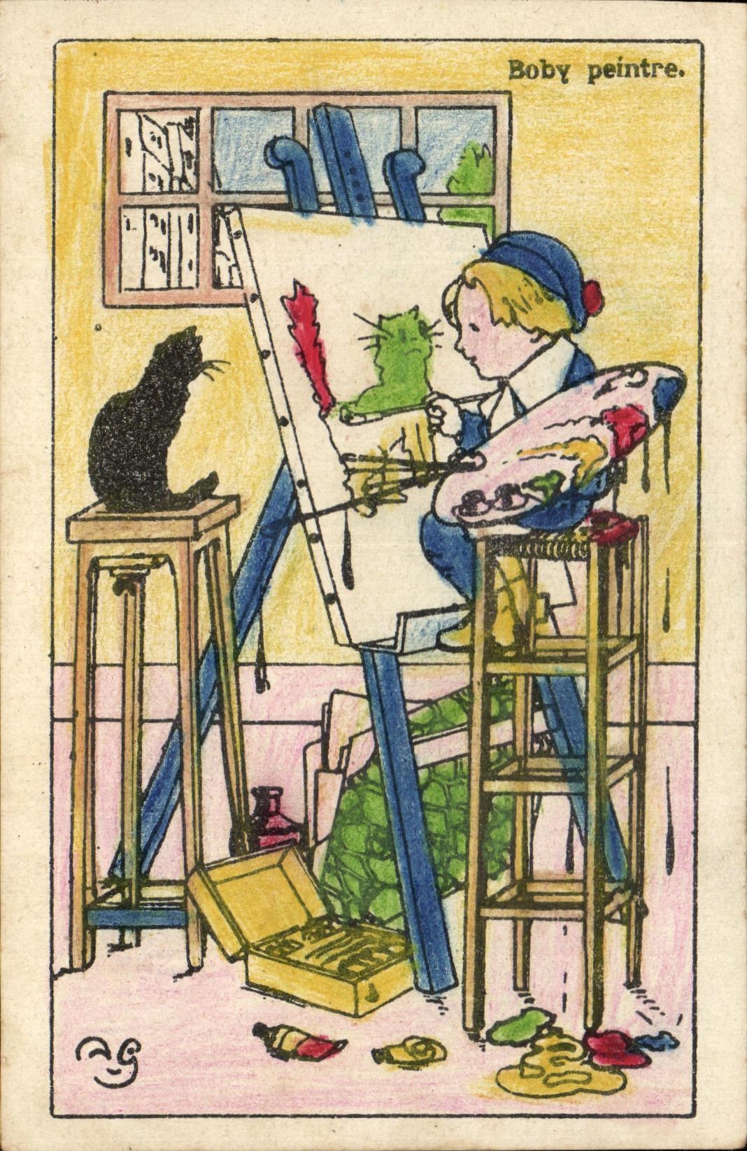 CPA Boby Peintre Chat 