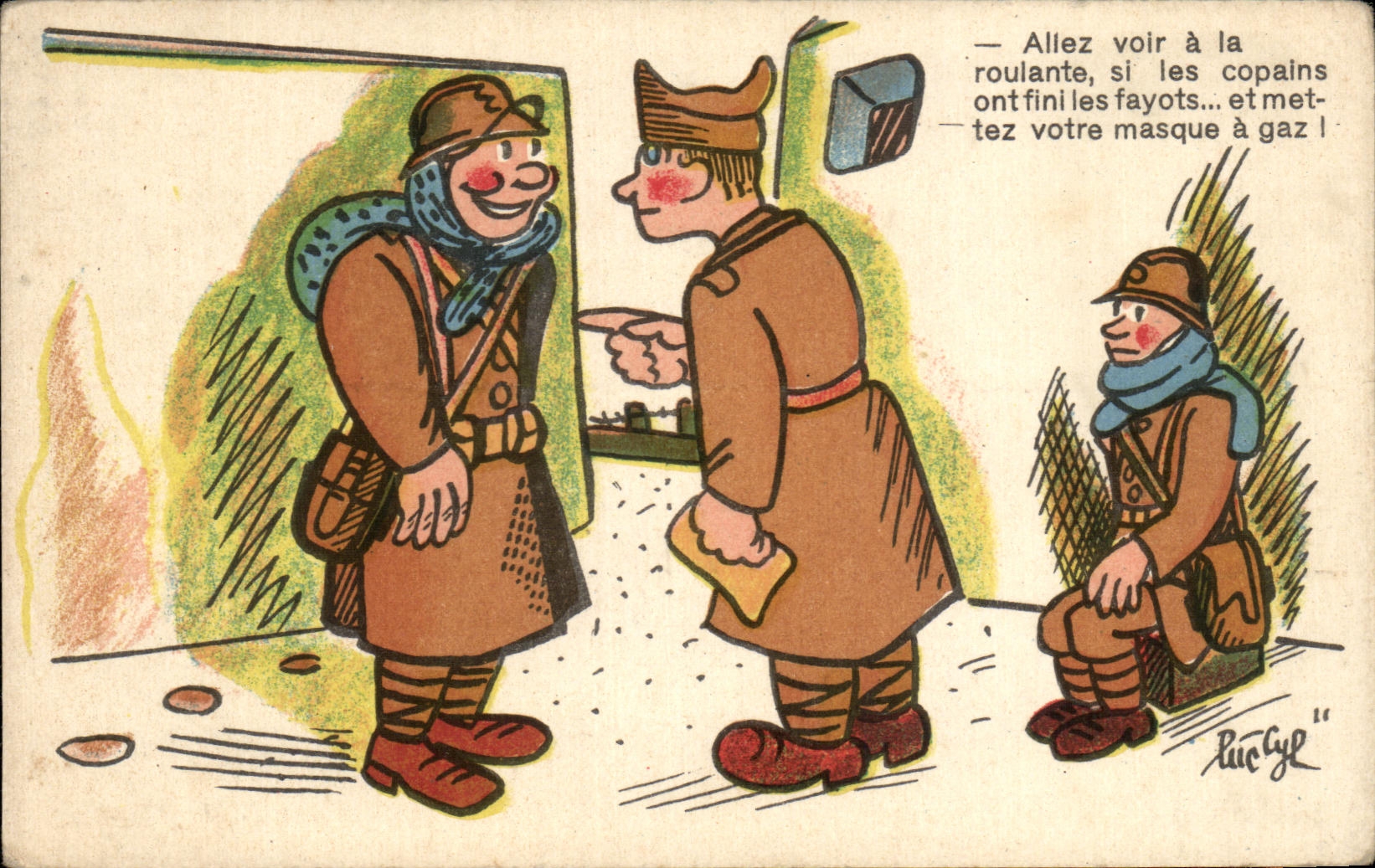 Soldats en uniforme — caricature de la guerre — P.C. Paris, Série M-32