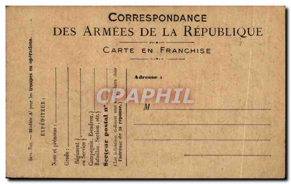 Correspondance des armees Fouquenay Militaria poilus Soldats — Rückseite