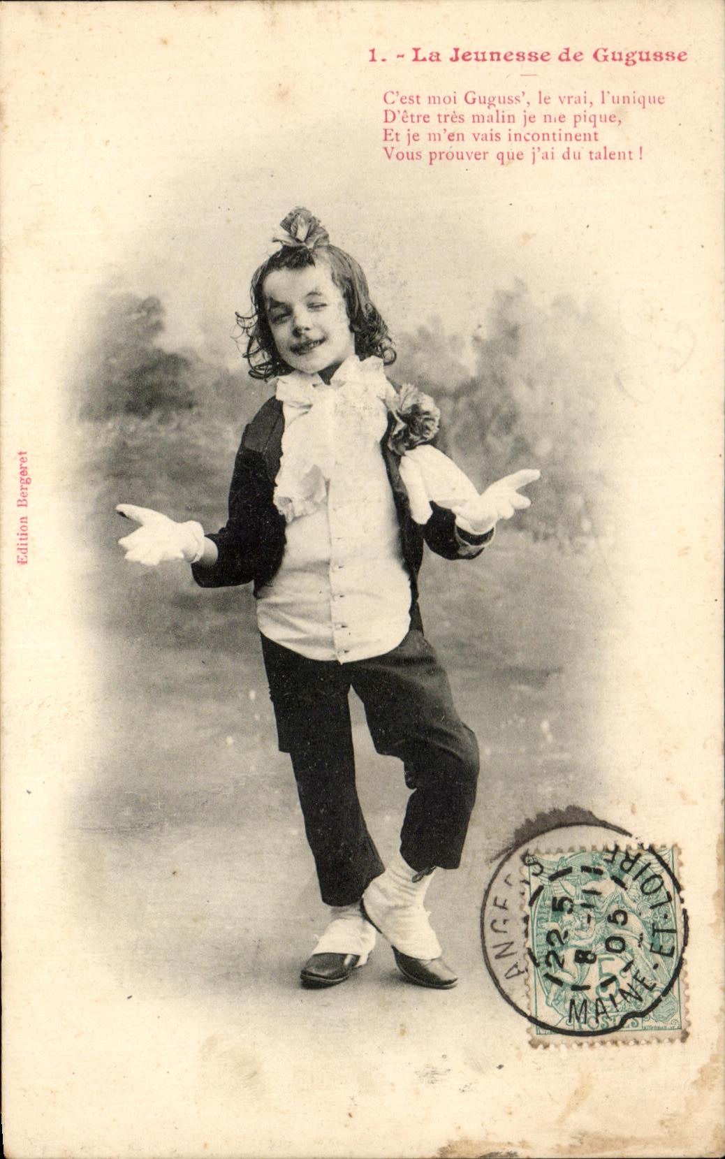 CPA La Jeunesse de Gugusse C'est moi Guguss le vrai Tunique D'cue tres malis je Clown Cirque