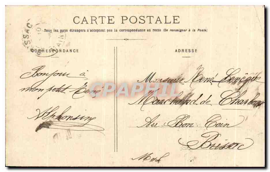 CPA Les Parapluies c'nest pas c'qui manque la Maison Papa est cocher de fracre Edition Bergere — Verso