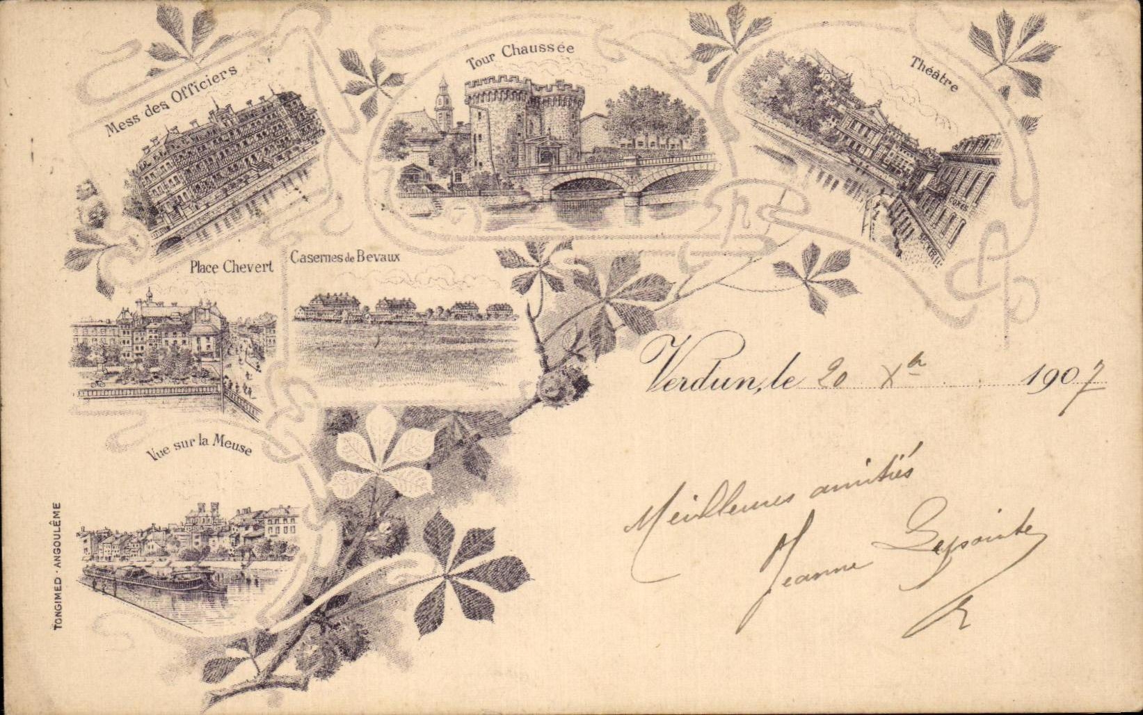 Verdun — Vue sur la Meuse, Mess des Officiers, Tour Chaussée, Théâtre — TONGIMED-ANGOULÊME