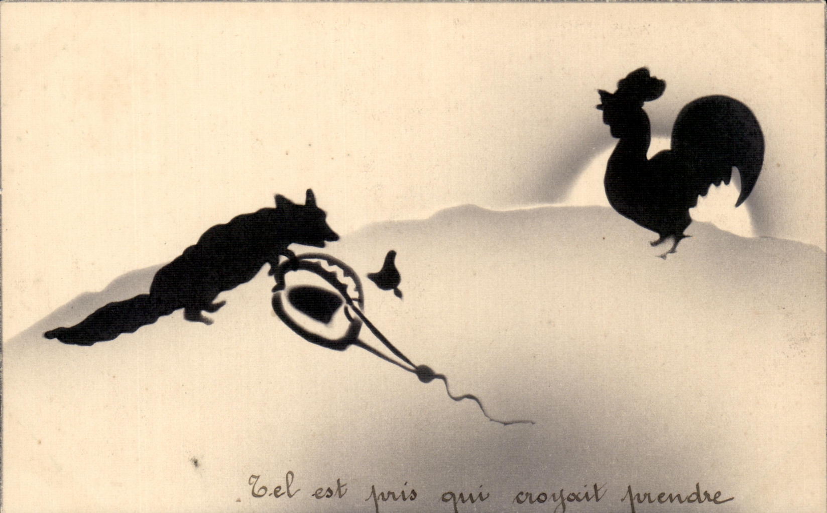 Chasse au poulet — scène de silhouette — A.L.G. — Paris