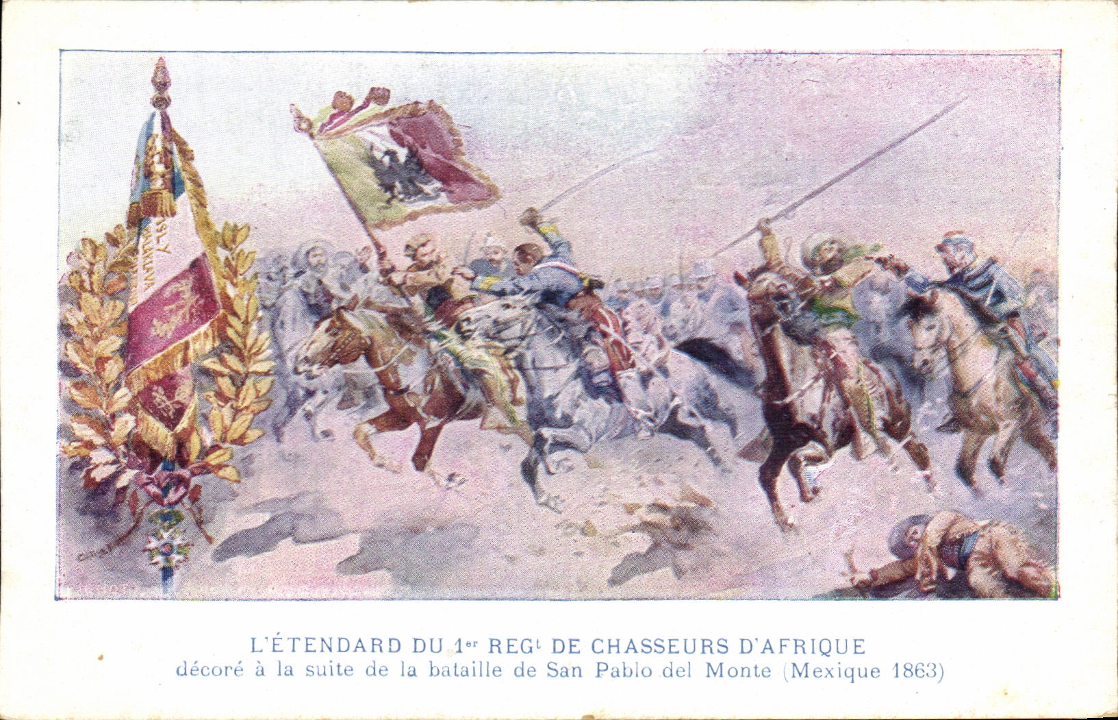 L'Insegna del 1° Reggimento di Cacciatori d'Africa — decorata a seguito della battaglia di San Pablo del Monte (Messico 1863)