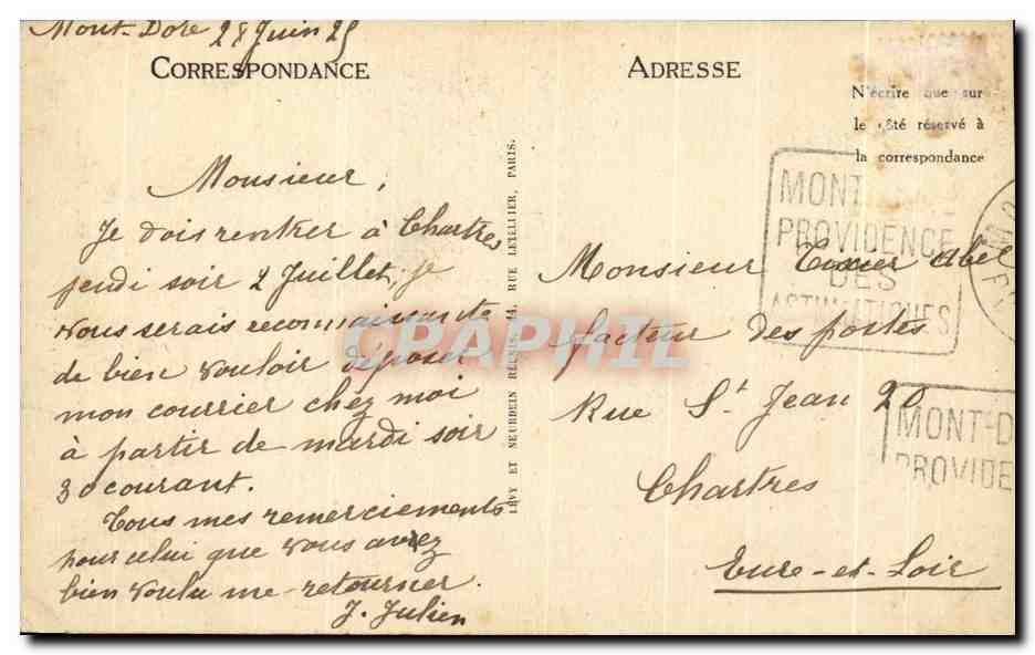 Le Mont-Dore - Entrée des Gorges d'Enfer et Aiguilles du Diable - LL Selecta 132 — Verso