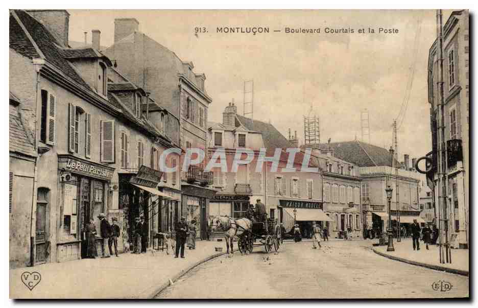 Montluçon — Boulevard Courtais y la Estación — Editor E. F. D. - Anverso