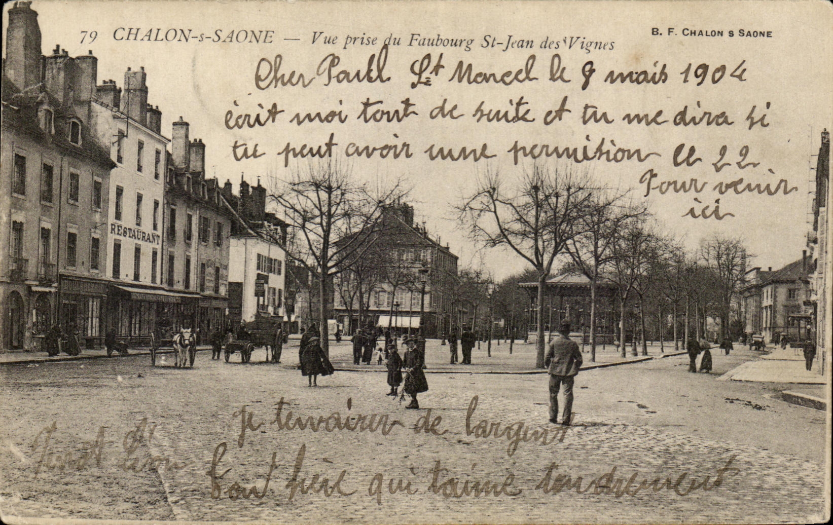 CHALON-s-SAONE — Vue prise du Faubourg St-Jean des Vignes — B. F. CHALON SAONE n°79