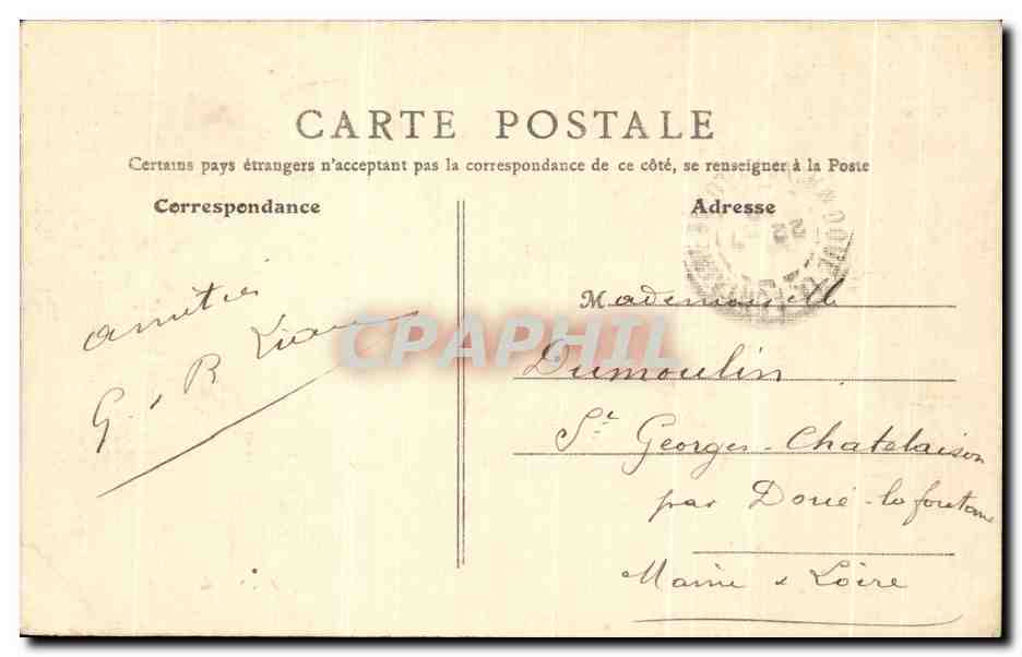 CPA Vittel Avenue Ambroise Bouloumie Central Hotel — Rückseite