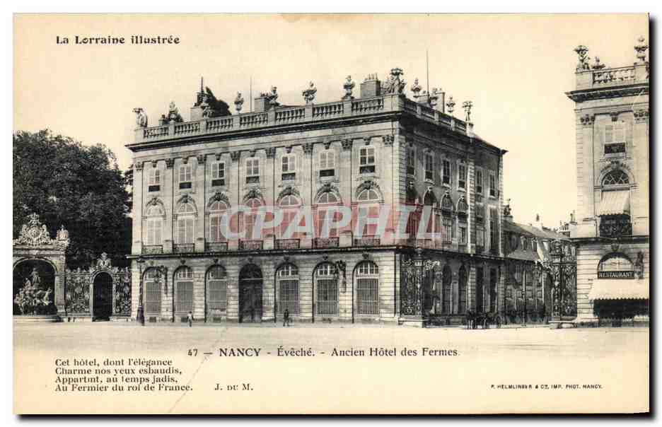 NANCY - Évêché - Ancien Hôtel des Fermes — J. dt M. — P. HELMLINER & CIE, IMP. PHOT. NANCY